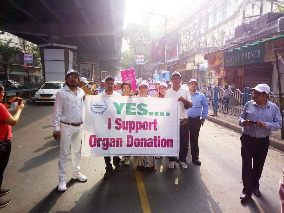 Organ donation awareness walk from Belle Vue Clinic to Victorial Memorial on 14th March 2019